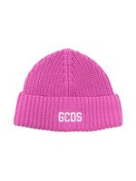 Gcds Kids logo-embroidered knitted beanie - Rose - thumbnail