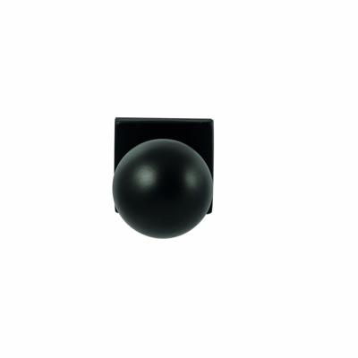 Hardbrass Knopkruk Sfera op vierkant rozet 4mm dun - zwart