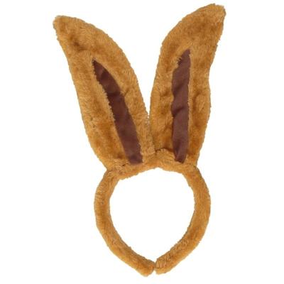 Paashaas / konijn diadeem met oren - bruin - Verkleed oortjes