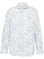 Brunello Cucinelli chemise en coton à imprimé cachemire - Blanc