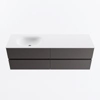 MONDIAZ VICA 150cm badmeubel onderkast Dark Grey 4 lades. Wastafel MOON links 1 kraangat, kleur Talc.
