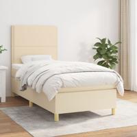 Boxspring met matras stof crèmekleurig 90x200 cm