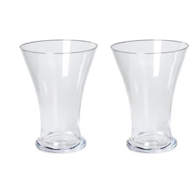Bellatio Design Vaas - 2x - taps uitlopende vaas - glas - 25 cm - decoratie - bloemenvaas