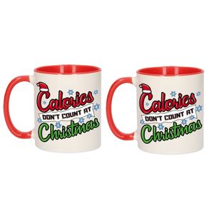 2x stuks grappige Kerstmis mokken calories dont count at Christmas 300 ml