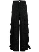 GCDS pantalon ample en tweed à poches cargo - Noir