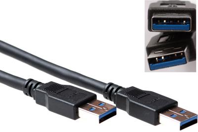 USB 3.0 A Male - A Male kabel 0,5 meter zwart