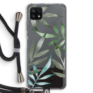 Tropical watercolor leaves: Samsung Galaxy A22 5G Transparant Hoesje met koord