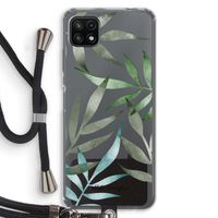 Tropical watercolor leaves: Samsung Galaxy A22 5G Transparant Hoesje met koord