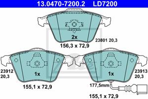 Remmenset, remschijf ATE, Remschijftype: Geventileerd, Inbouwplaats: Vooras, u.a. für Seat, VW, Skoda, Audi