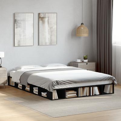 Bedframe bewerkt hout zwart 140x200 cm
