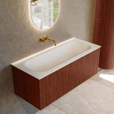 Badmeubel Mondiaz Kurve | 110 cm cm | Meubelkleur Ruby | Wastafelkleur Talc | Solid surface | Wasbak midden spoelbak | Zonder kraangat(en)