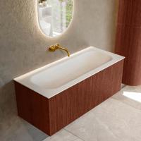 Badmeubel Mondiaz Kurve | 110 cm cm | Meubelkleur Ruby | Wastafelkleur Talc | Solid surface | Wasbak midden spoelbak | Zonder kraangat(en)