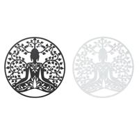 Wanddecoratie DKD Home Decor 100 x 1 x 100 cm Zwart Boeddha Wit Orientaals (2 Stuks)