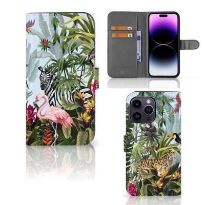 Telefoonhoesje | Met pasjeshouder | voor iPhone 15 Pro Max Jungle