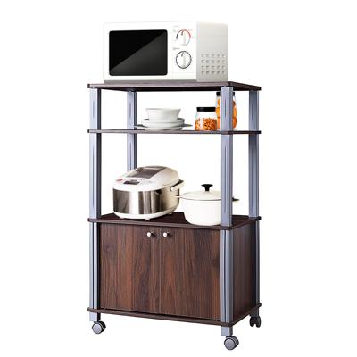 Keukenrek voor Magnetron Magnetronrek op Wielen Staand Rek Keuken Keukenwagen Huishoudrek 60 x 40 x 98 cm Bruin
