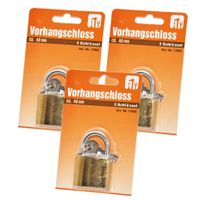 Hangslot met 3 sleutels - 3x - 40 mm - messing - kofferslot