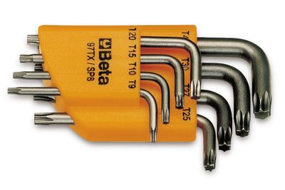 Beta 8-delige set haakse stiftsleutels voor Torx® schroeven (art. 97TX) met support 97TX/SC8 - 000970064