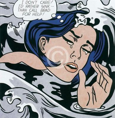 Kunstdruk Roy Lichtenstein - Drowning Girl small 28x35.5cm