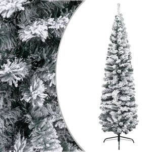 VidaXL Kunstkerstboom met sneeuw smal 240 cm pvc groen