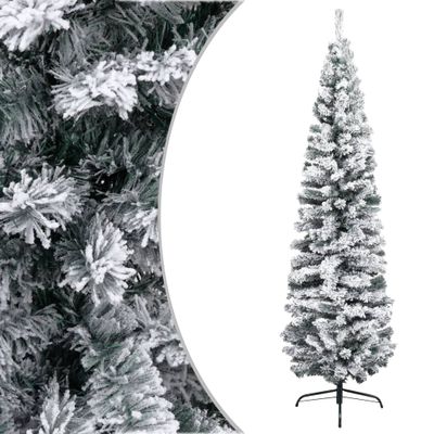 VidaXL Kunstkerstboom met sneeuw smal 240 cm pvc groen