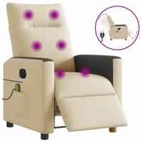 Massagestoel elektrisch verstelbaar stof crèmekleurig