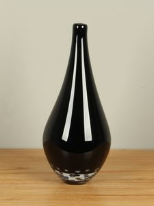 Glazen vaas zwart met luchtbelletjes 37 cm, SA-6