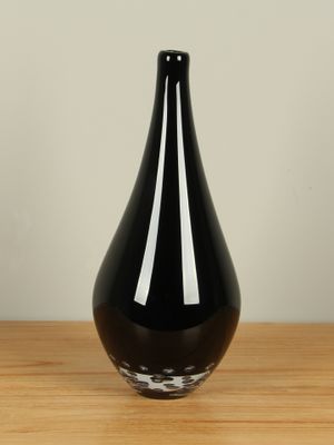 Glazen vaas zwart met luchtbelletjes 37 cm, SA-6
