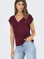 Only Onlfree Life S/s Mod.v-neck Top Jrs Noos T-shirt Korte Mouw Tawny Port