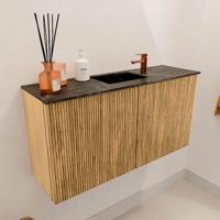 Toiletmeubel Mondiaz Joya Dlux | 80 cm | Meubelkleur Oak | Faye wastafel Lava Wasbak Midden | 1 kraangat