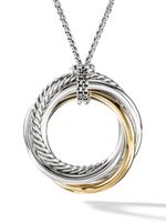 David Yurman collier en or 14ct et argent sterling à pendentif Crossover (37 mm) - thumbnail