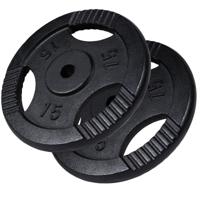Voordeelbundel 30 kg (2 x 15 kg) Halterschijven Gripper Gietijzer zwart - 30 mm
