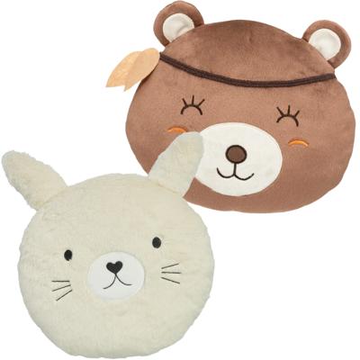 Dieren sierkussens kinderkamer - bruine beer en konijn - 30 cm - polyester