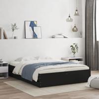 Bedframe met lades bewerkt hout zwart 140x200 cm