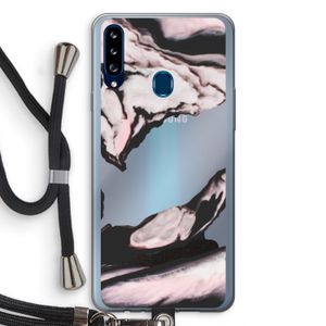 Roze stroom: Samsung Galaxy A20s Transparant Hoesje met koord