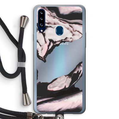 Roze stroom: Samsung Galaxy A20s Transparant Hoesje met koord