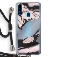 Roze stroom: Samsung Galaxy A20s Transparant Hoesje met koord
