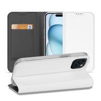 Stand Case Hoesje Geschikt voor de iPhone 15 Wit met Pashouder Stand Case Hoesje Geschikt voor de iPhone 15 Wit met Pashouder