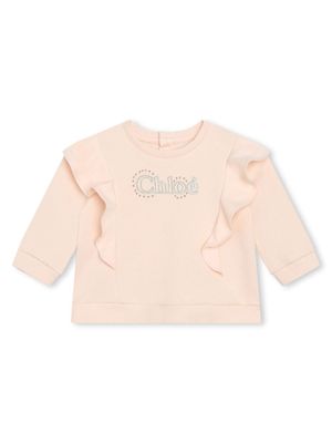 Chloé Kids sweat en coton biologique à logo brodé - Rose