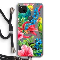 Papegaaien: Pixel 4a Transparant Hoesje met koord