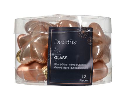 Ster glas l2b4.5h4 cm rose ass 12st kerst - Decoris