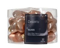Ster glas l2b4.5h4 cm rose ass 12st kerst - Decoris
