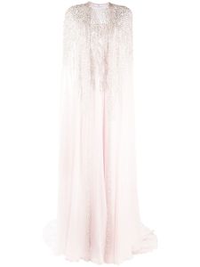 Dina Melwani ensemble robe-cape à ornements en cristal - Rose