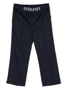 Versace Kids pantalon en coton à motif Greca - Bleu