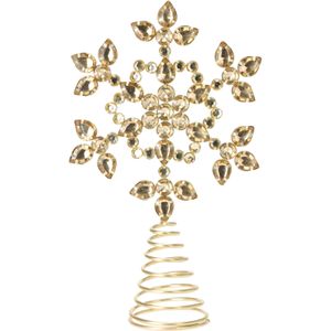 Kerstboom piek - ster vorm - goud met steentjes - H26 cm