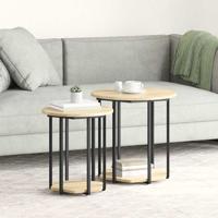 Bijzettafelset 2 pcs Sonoma eik en Zwart 50 x 50 x 50.5 cm