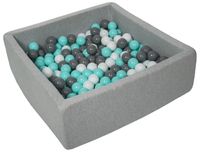 Viking Choice  Vierkante ballenbak 90x90 cm met 300 ballen wit, grijs & turquoise - thumbnail