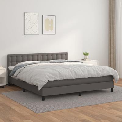 Boxspring met matras kunstleer grijs 180x200 cm