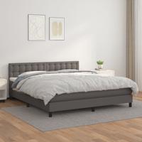 Boxspring met matras kunstleer grijs 180x200 cm