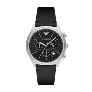 Horlogeband Armani AR1975 Leder Zwart 22mm