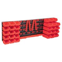 VidaXL 80-delige opslagbakkenset met wandpanelen rood en zwart